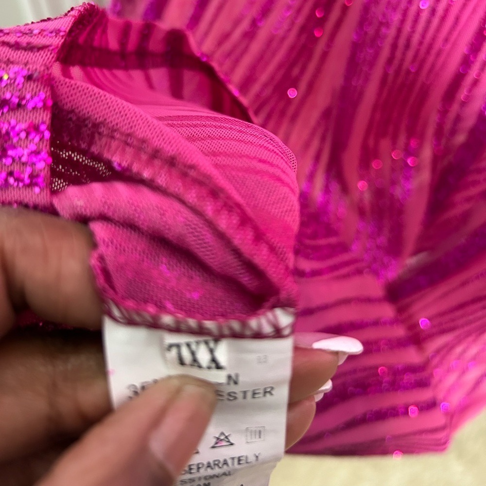 Sexy party birthday club pink glitter see through midi dress - Picture 12 of 14